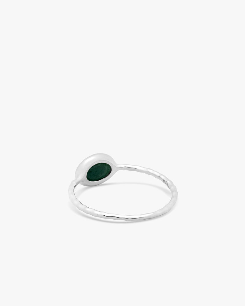 Silver Solo Green Aventurine Ring