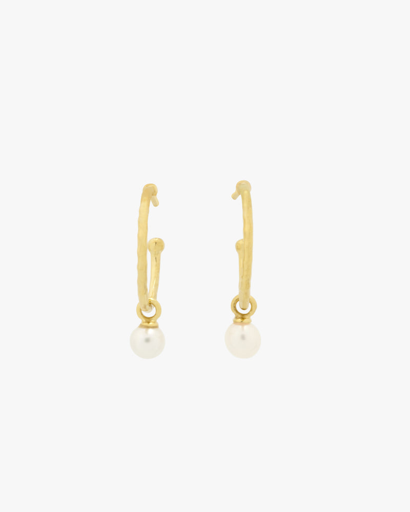 Golden Pearl On Half Hoop Earrings