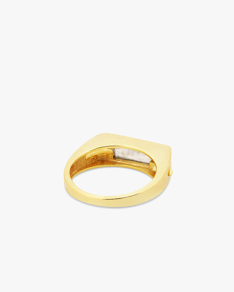 Moonstone Rectangle Signet Brass Ring