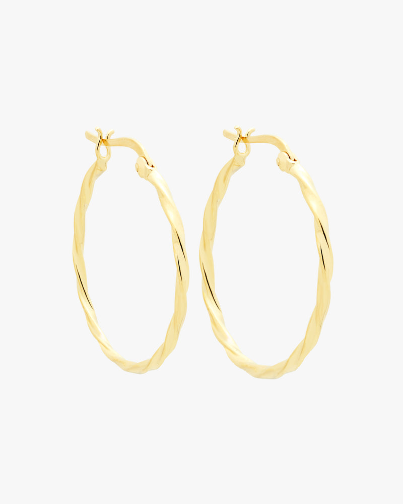Golden Twirl Hoop Earrings