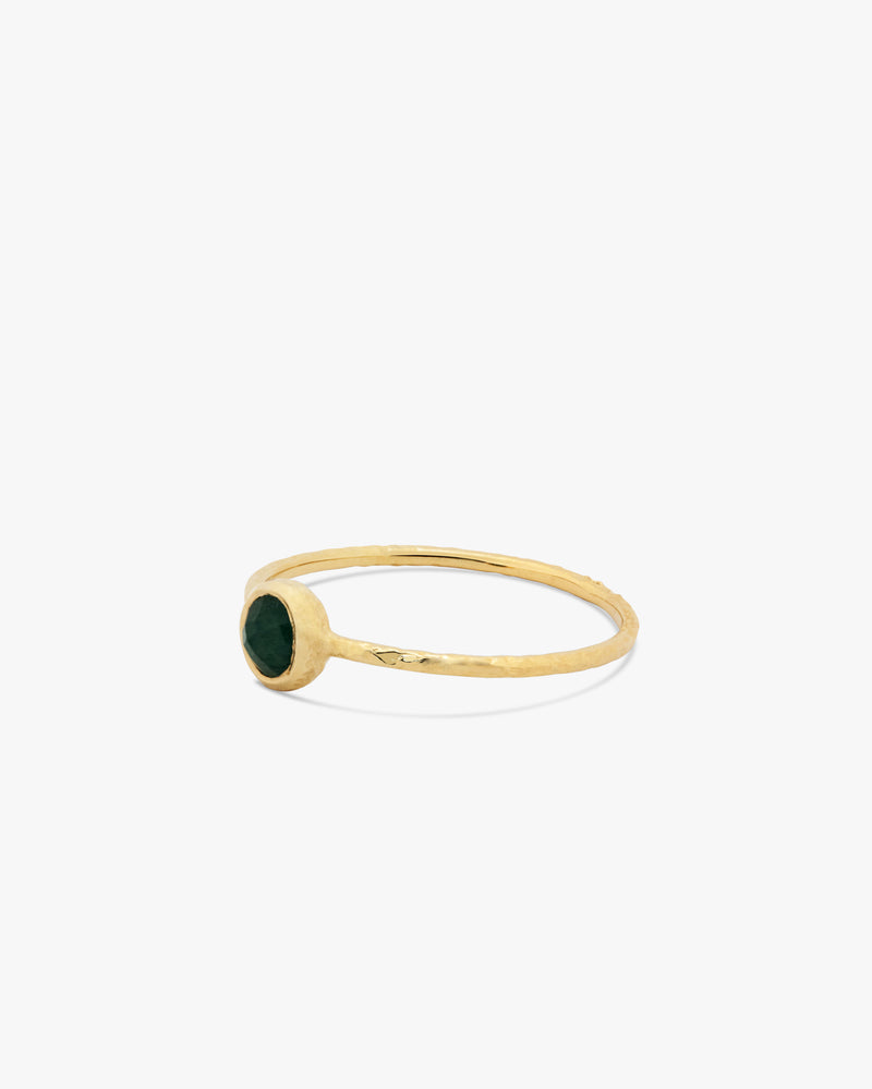 Golden Mini Solo Green Aventurine Ring