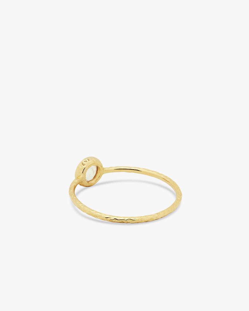 Golden Mini Solo Rainbow Moonstone Ring