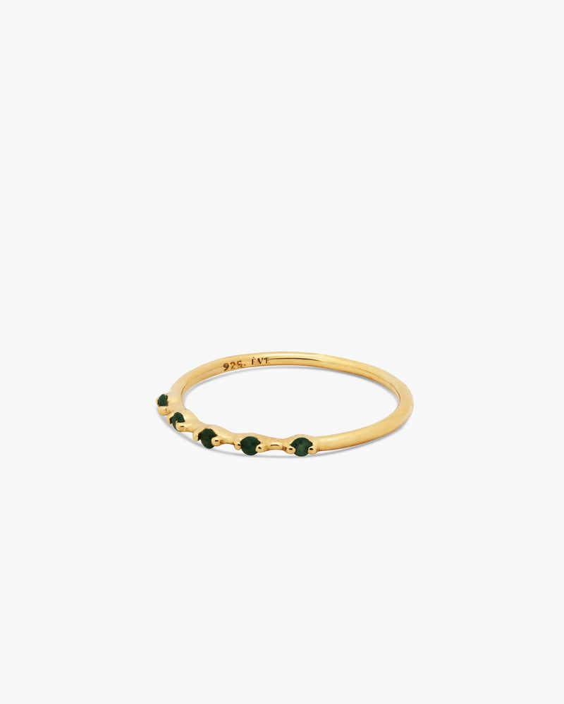 Golden Line Of Green Aventurine Ring