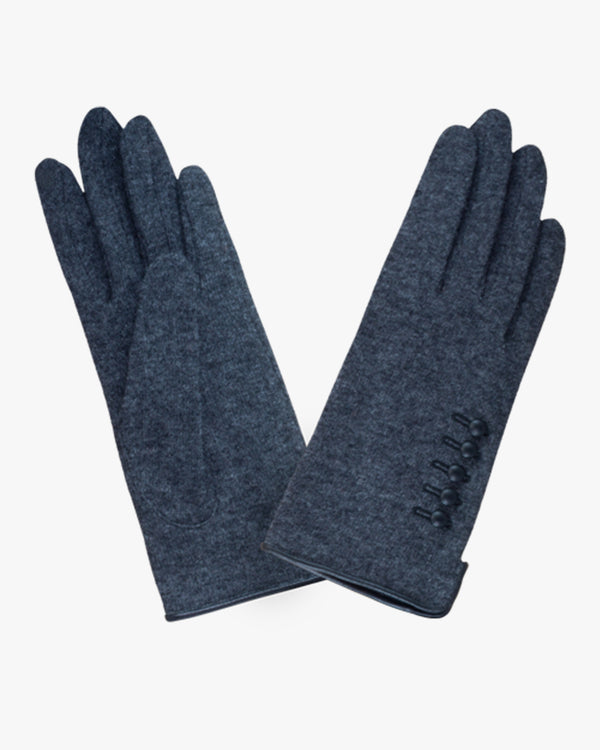 Wool Touch Gloves Buttons Charcoal