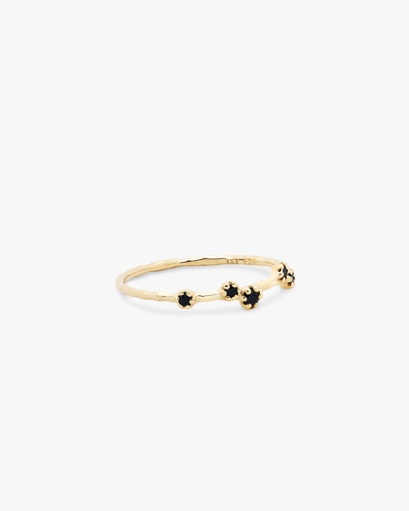 Golden Bloom Black Onyx Ring