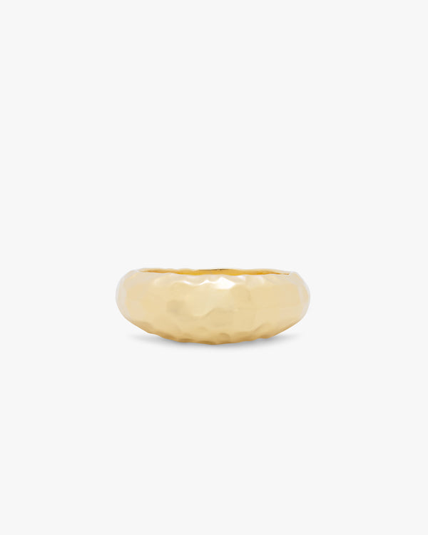 Golden Hammered Dome Ring