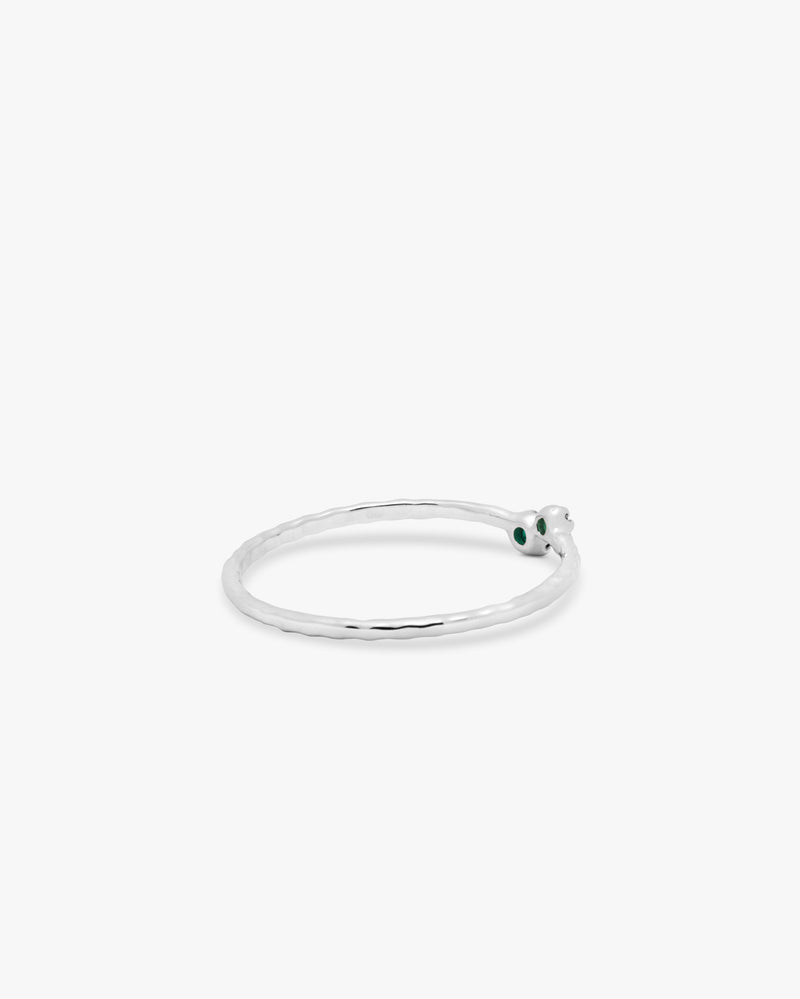 Silver Duo Bloom Green Onyx Ring