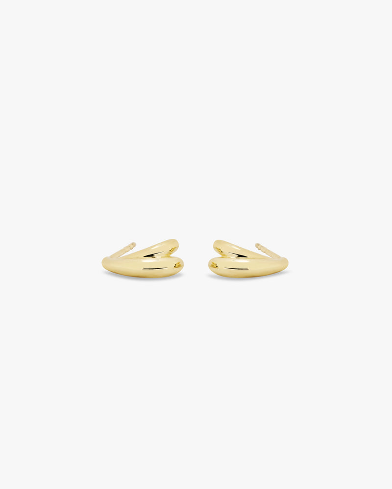 14k Crosswave Gold Stud Earrings