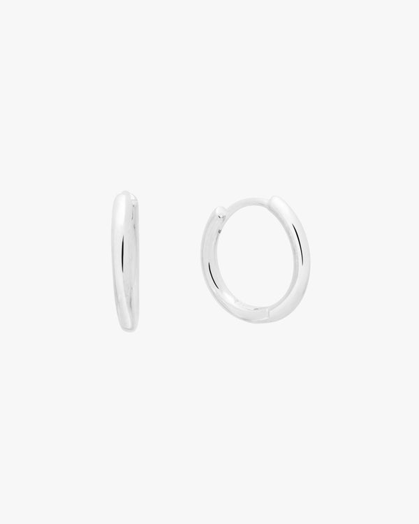 Silver Sleek Huggie Hoops 14mm