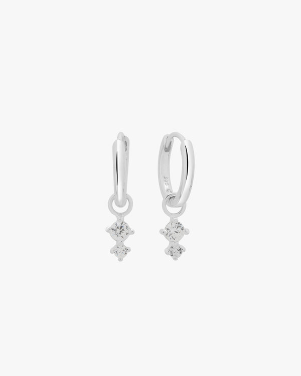 Silver Droplight Huggie Hoops