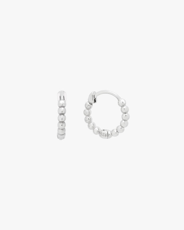 Silver Spheres Huggie Hoops