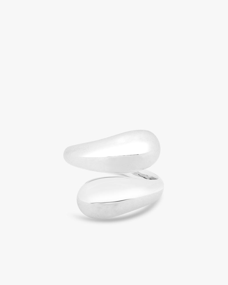 Duo Teardrop Silver Ring