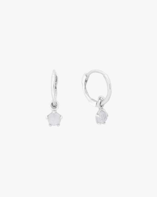 Silver Moonstone On A Huggie Hoops