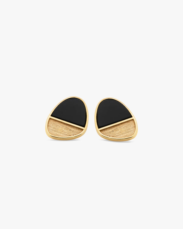 Onyx Horizon Brass Stud Earrings