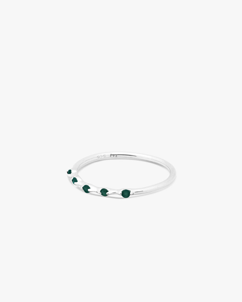 Silver Line Of Green Aventurine Ring