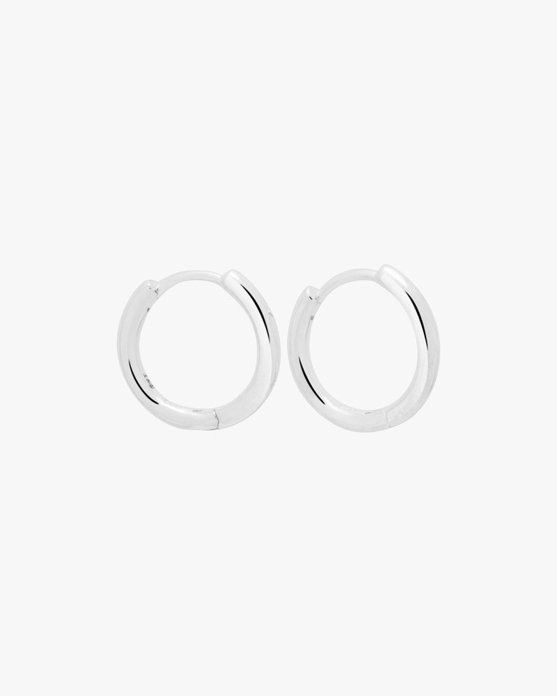 Silver Sleek Huggie Hoops 14mm
