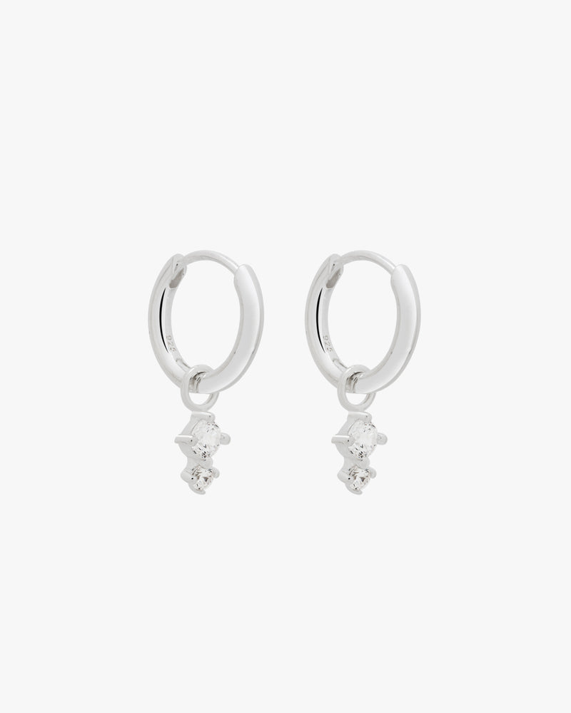 Silver Droplight Huggie Hoops