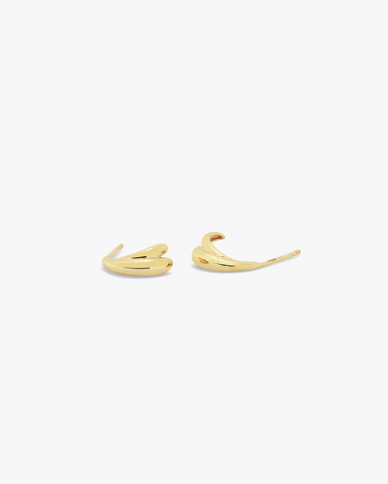 14k Crosswave Gold Stud Earrings