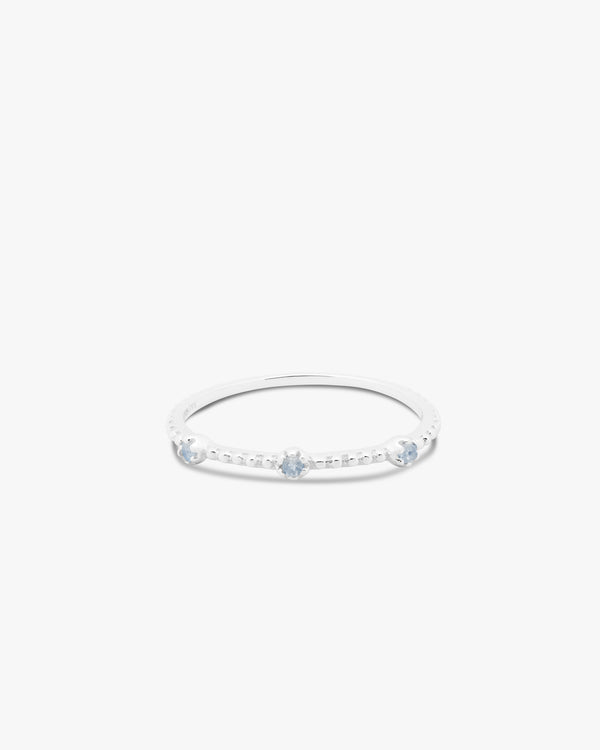 Silver Triple Moonstone Stackable Ring
