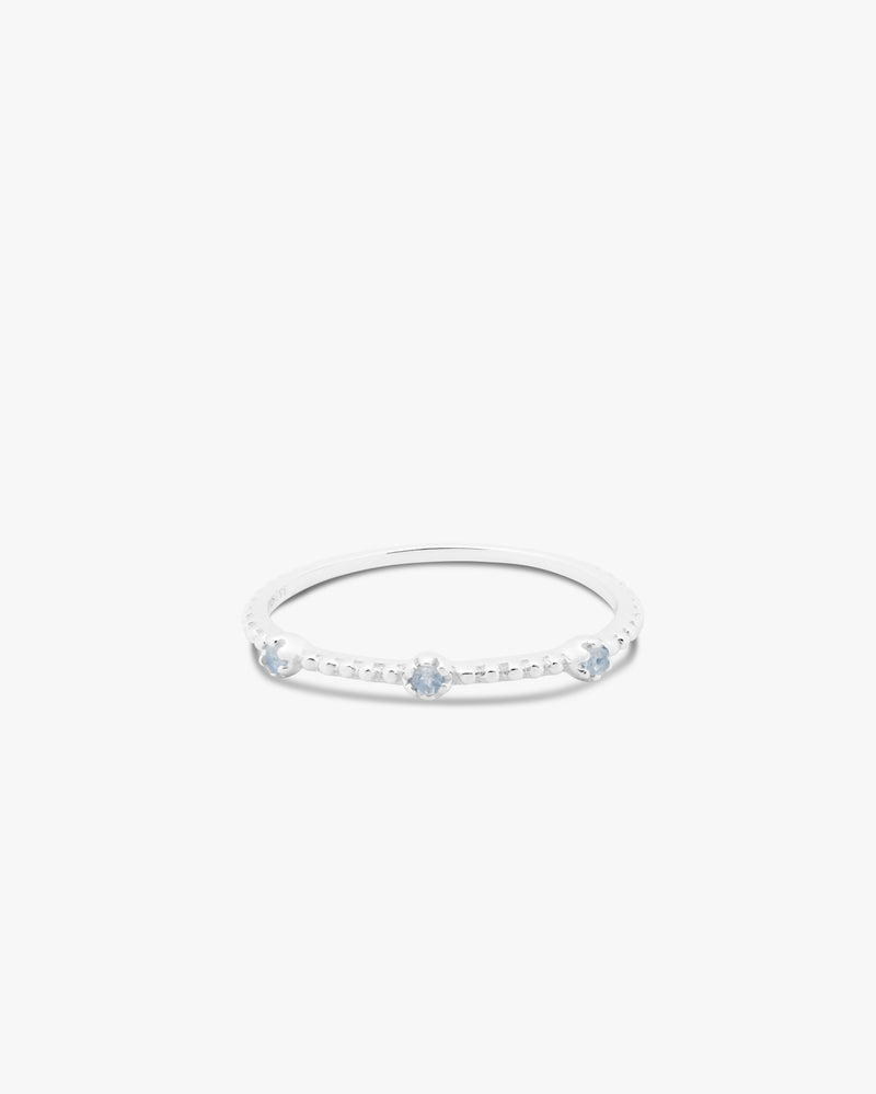 Silver Triple Moonstone Stackable Ring