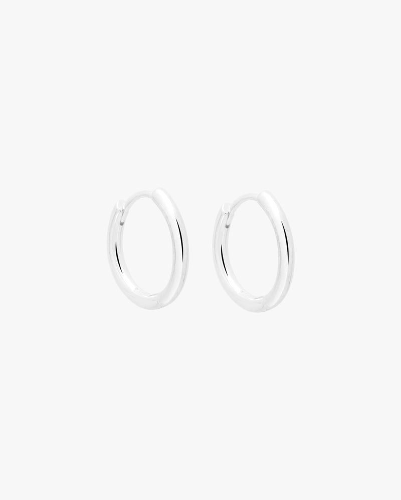 Silver Sleek Huggie Hoops 14mm