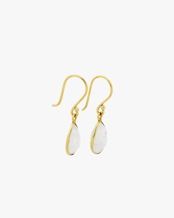 Rainbow Moonstone Teardrop Brass Earrings