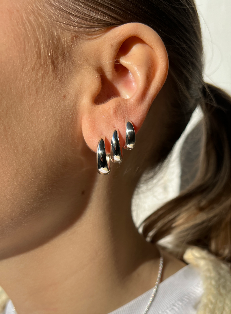 Streamline Silver Huggie Hoops