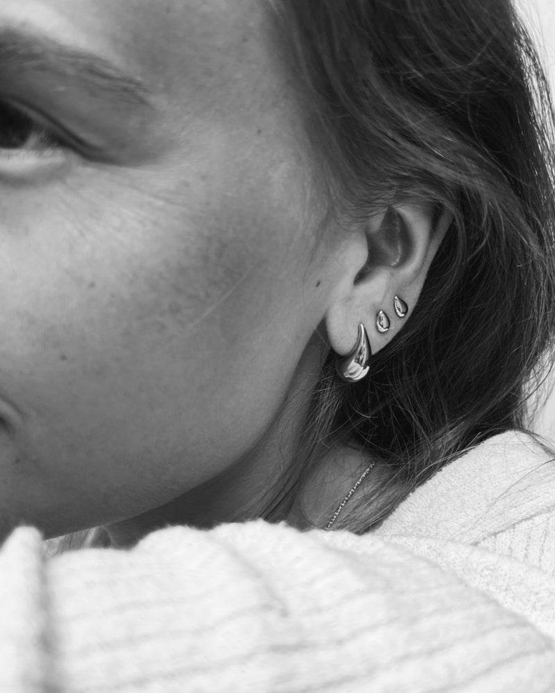 Silver Flow Dome Stud Earrings