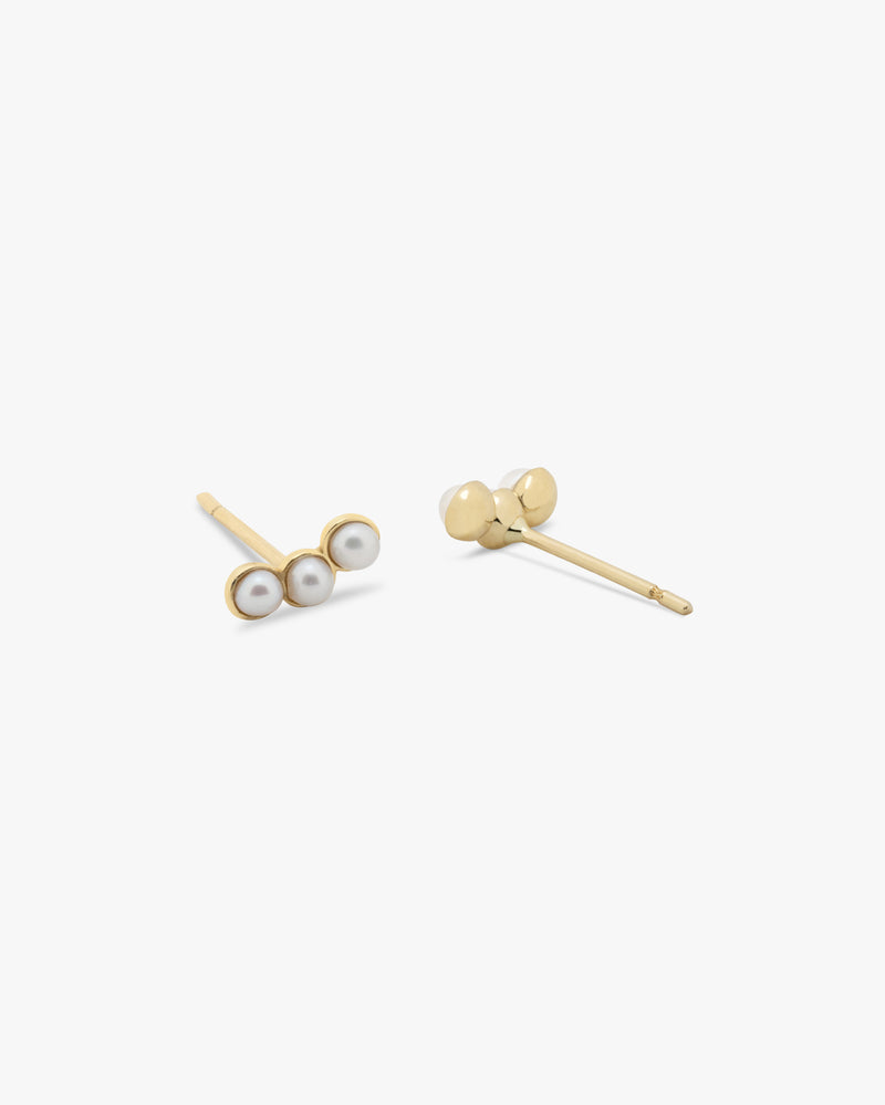 14k Trio Pearl Gold Studs