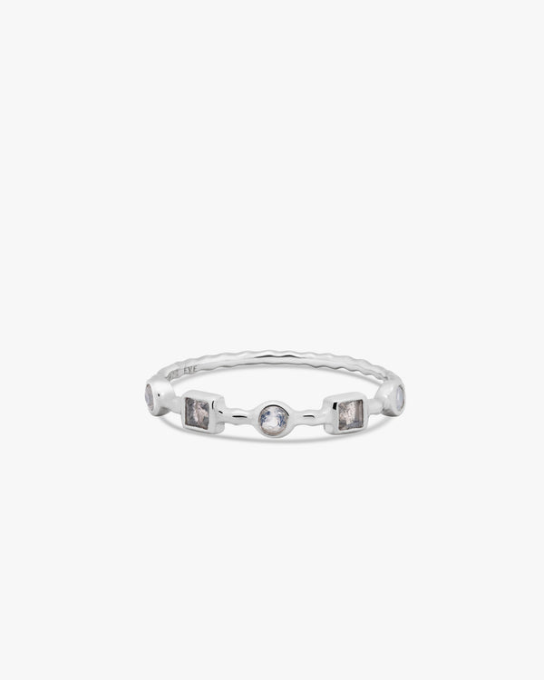 Silver Balance Labradorite & Moonstone Ring