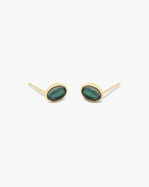 Golden Oval Labradorite Studs