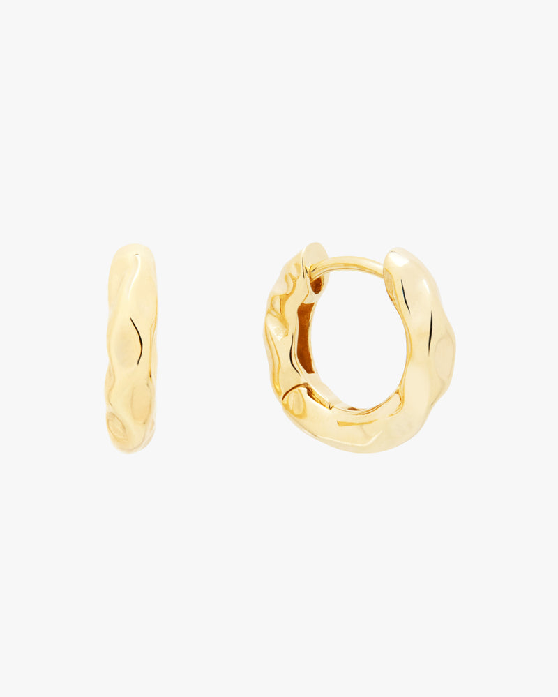 Golden Organic Flow Huggie Hoops