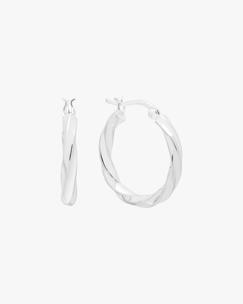 Bold Twisted Silver Hoops