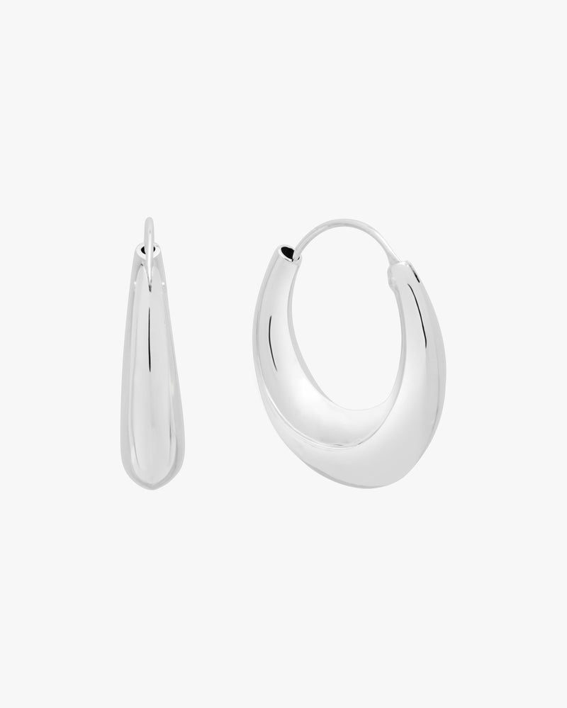 Crescent Curve Silver Hoops