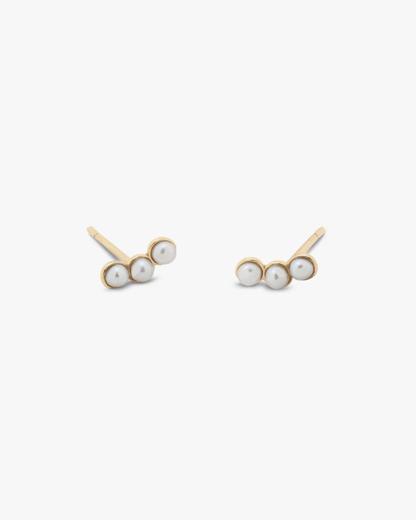 14k Trio Pearl Gold Studs
