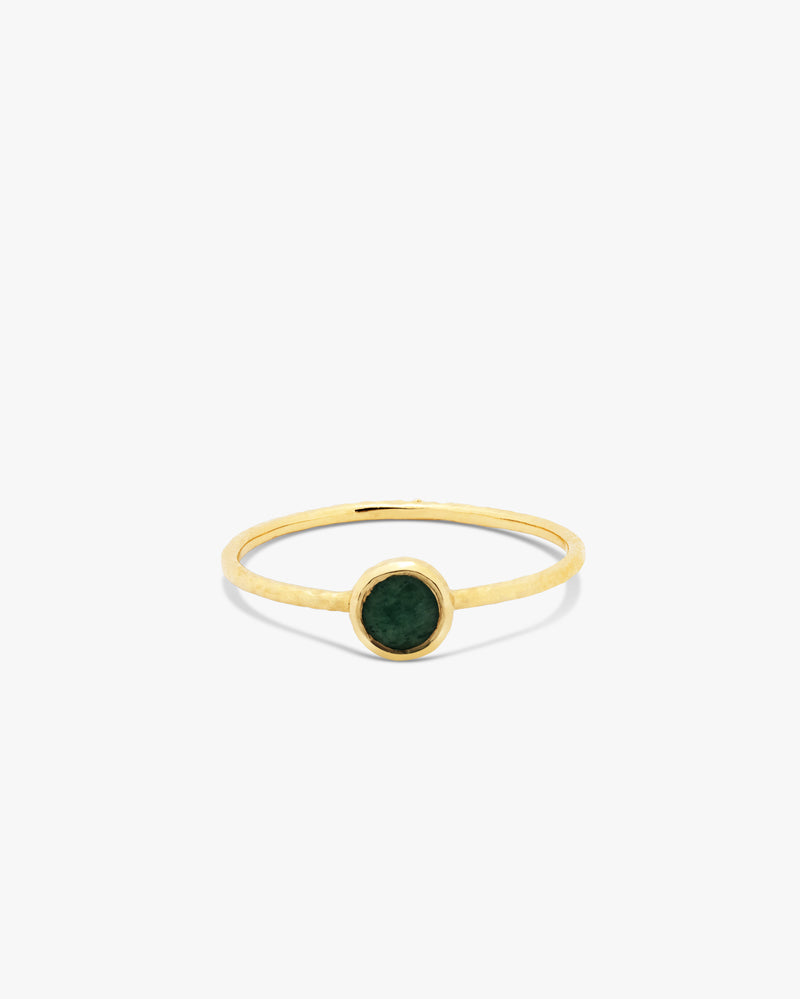 Golden Mini Solo Green Aventurine Ring