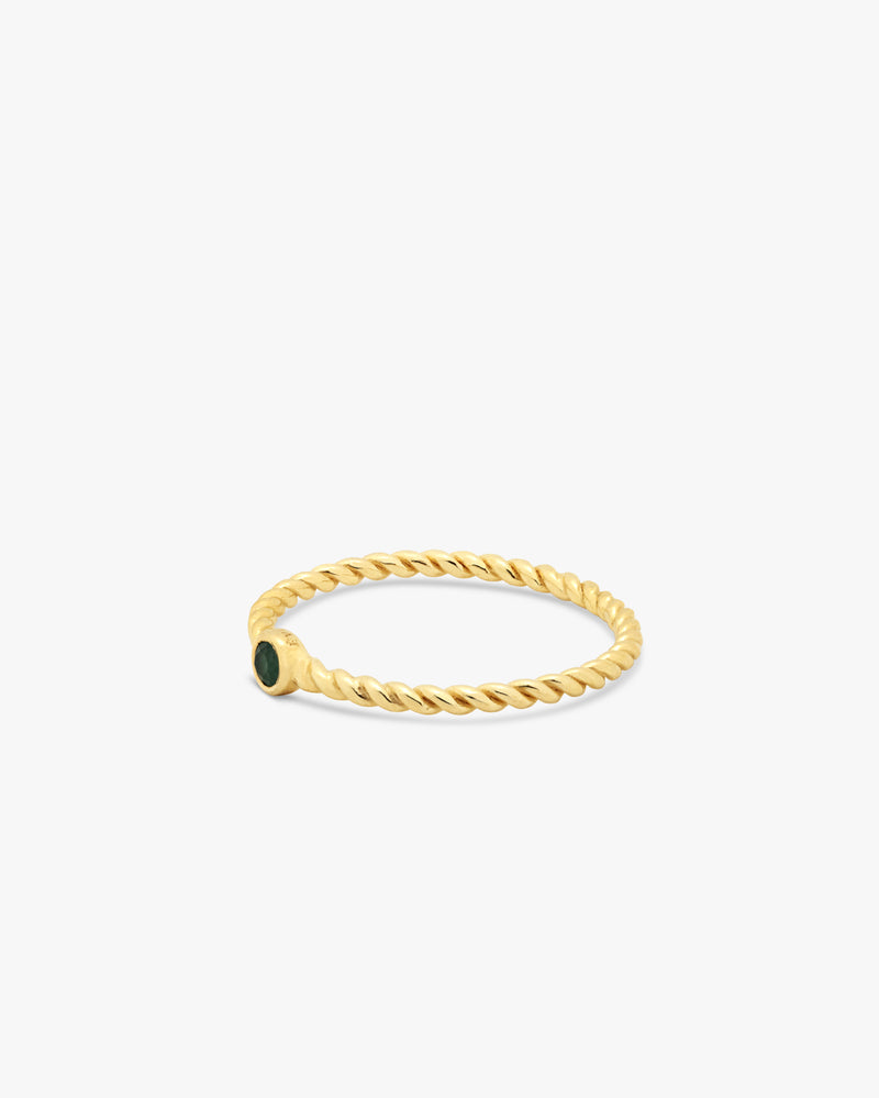 Golden Twined Green Aventurine Ring