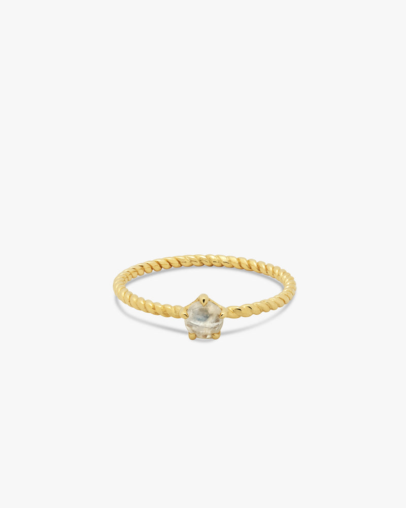 Golden Twist Briolite Moonstone Ring