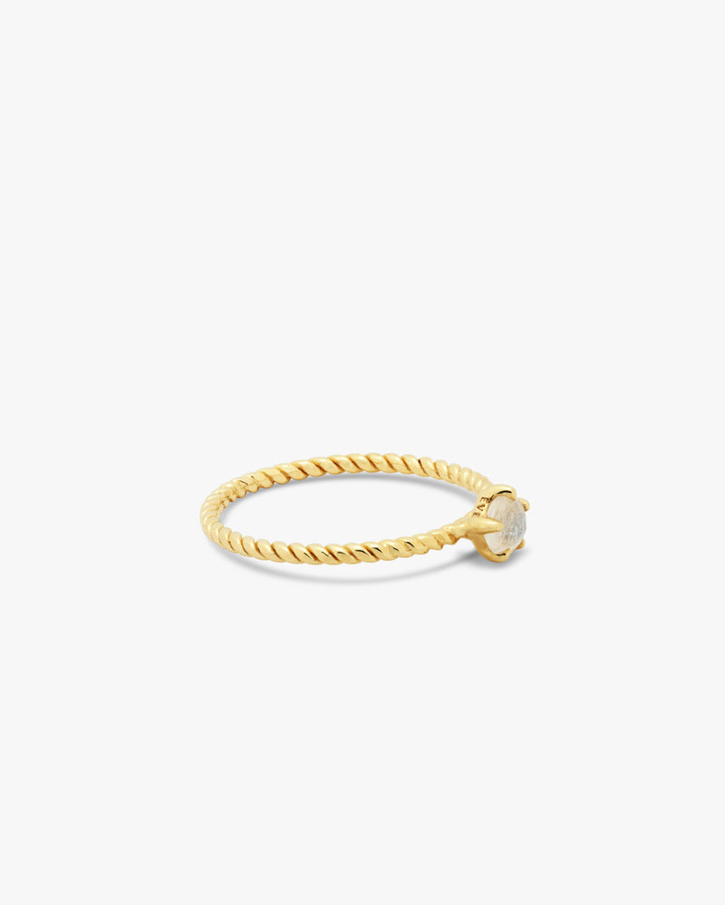 Golden Twist Briolite Moonstone Ring