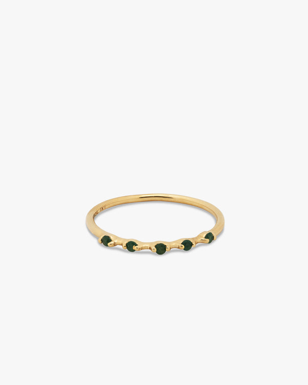 Golden Line Of Green Aventurine Ring