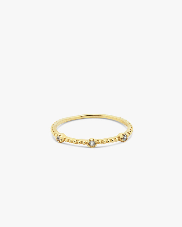 Golden Triple Moonstone Stackable Ring