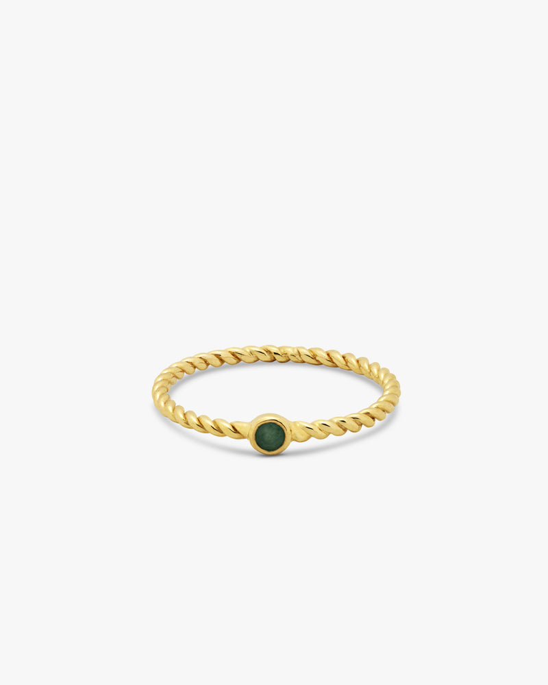 Golden Twined Green Aventurine Ring