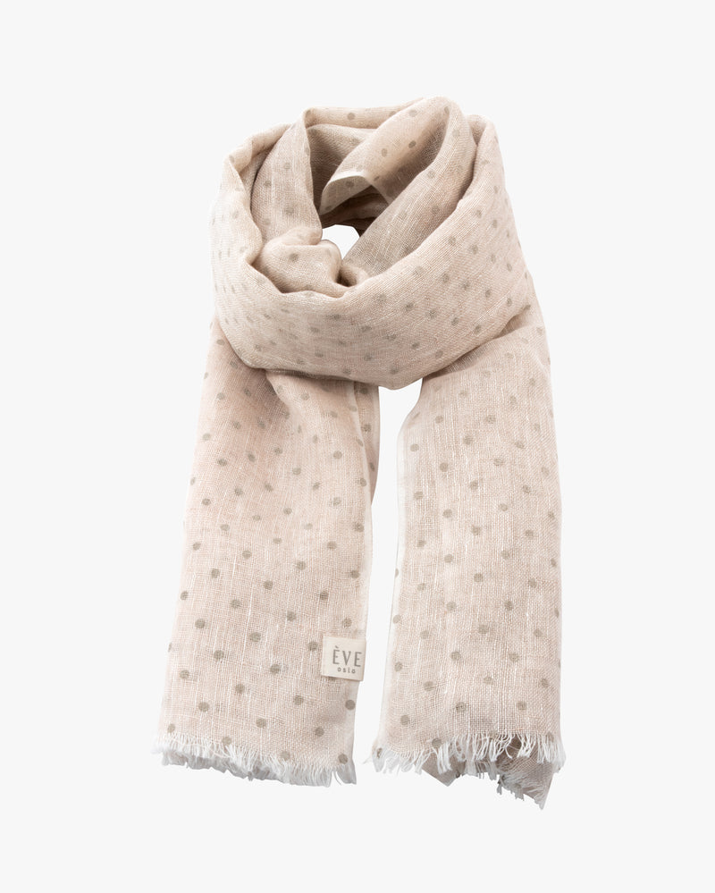 Grey Polkadot Linen Scarf