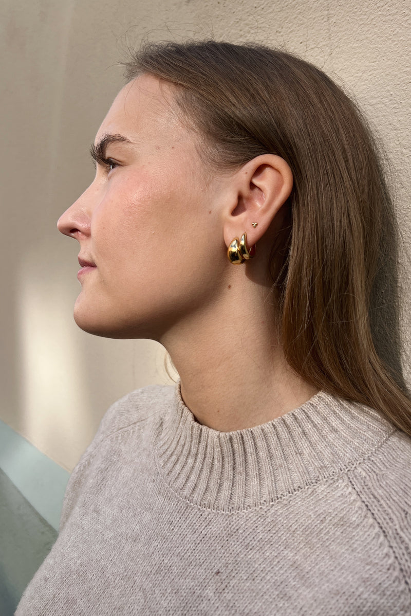 Golden Dew Drop Huggie Hoops