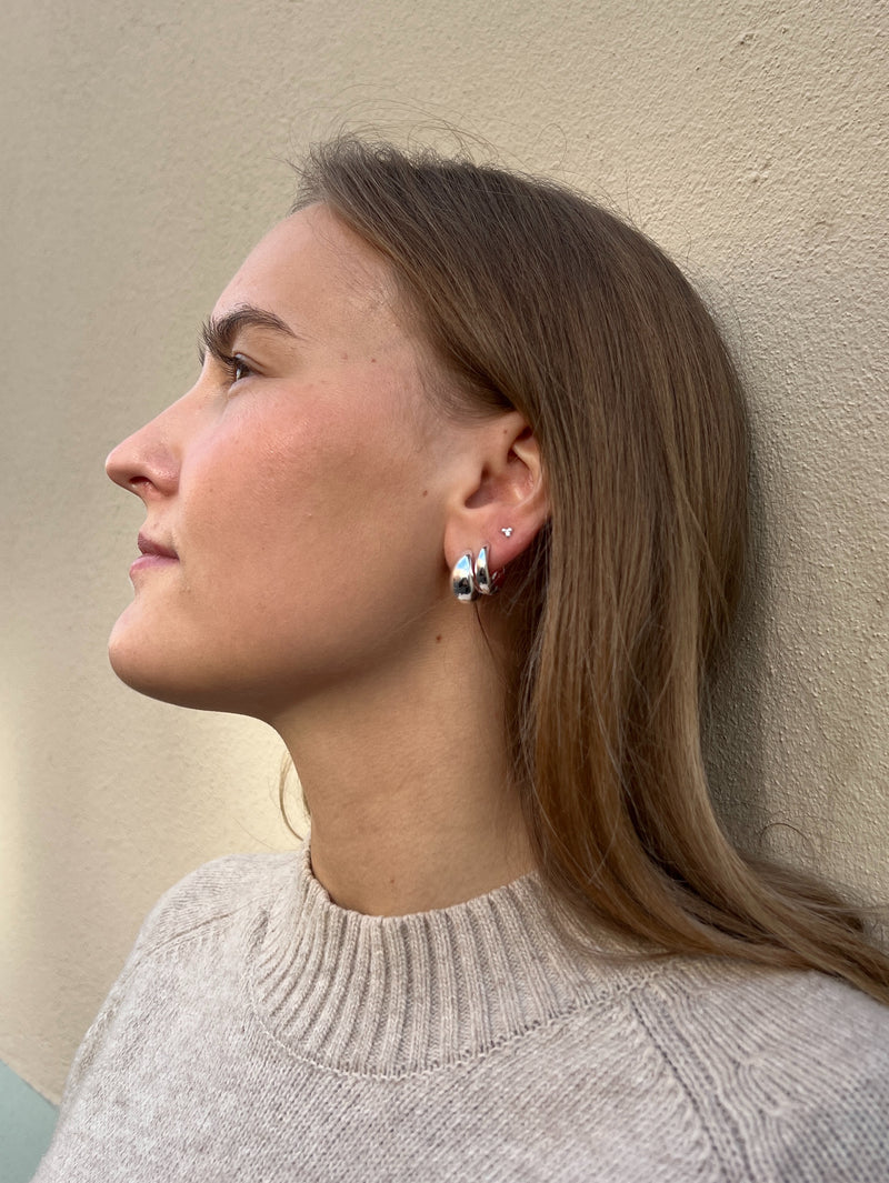 Silver Dew Drop Huggie Hoops