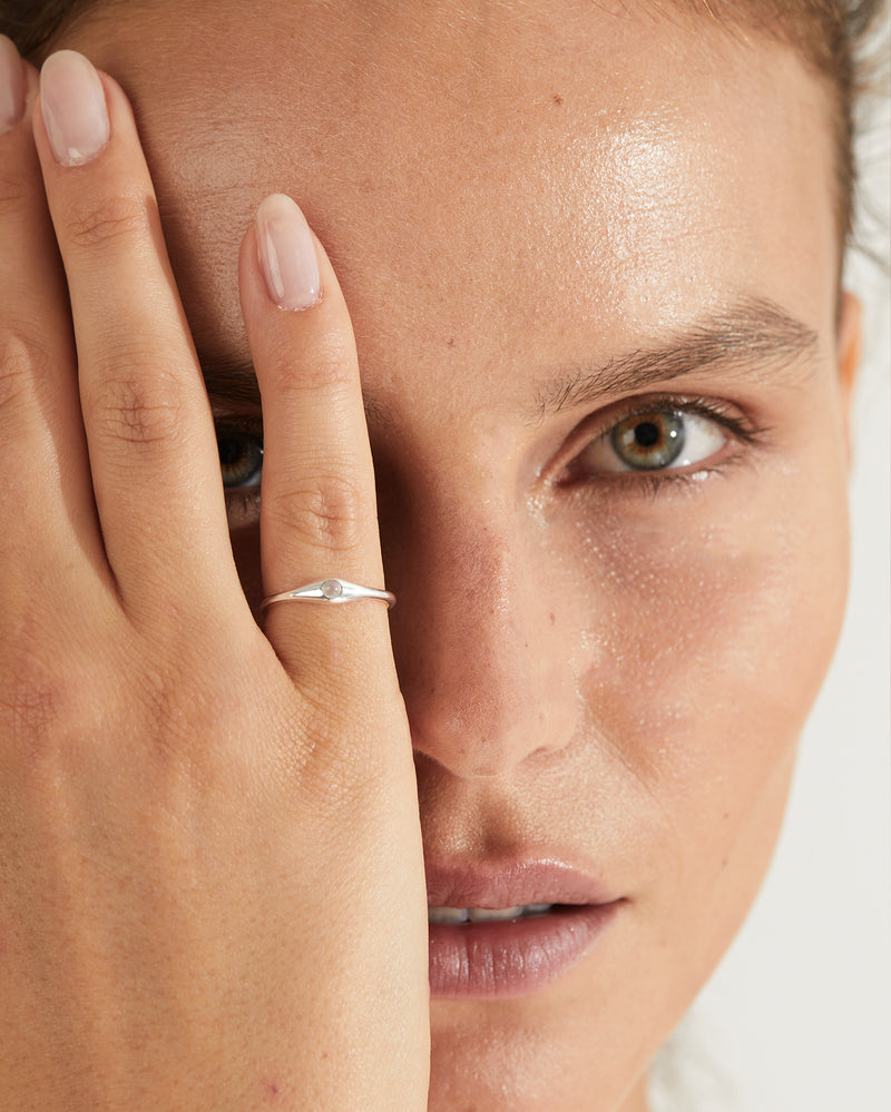 Silver Dome Moonstone Ring