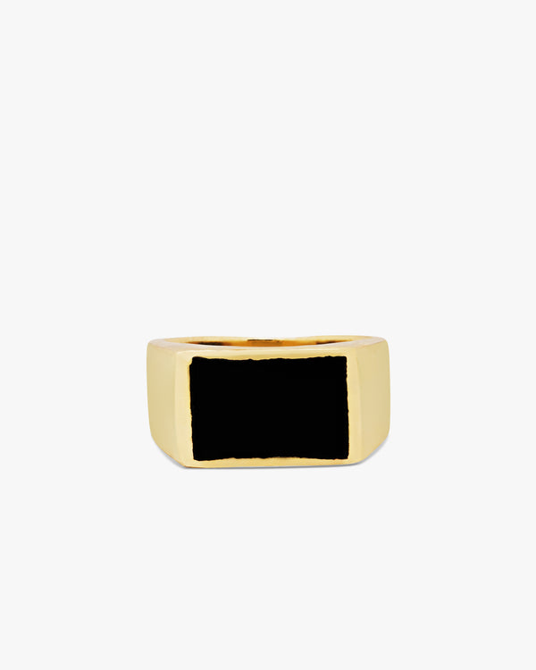 Black Onyx Signet Brass Ring