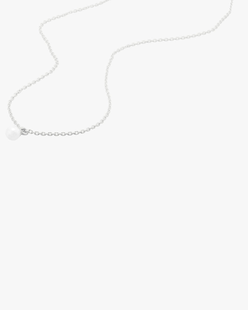 Silver Mini White Pearl Necklace