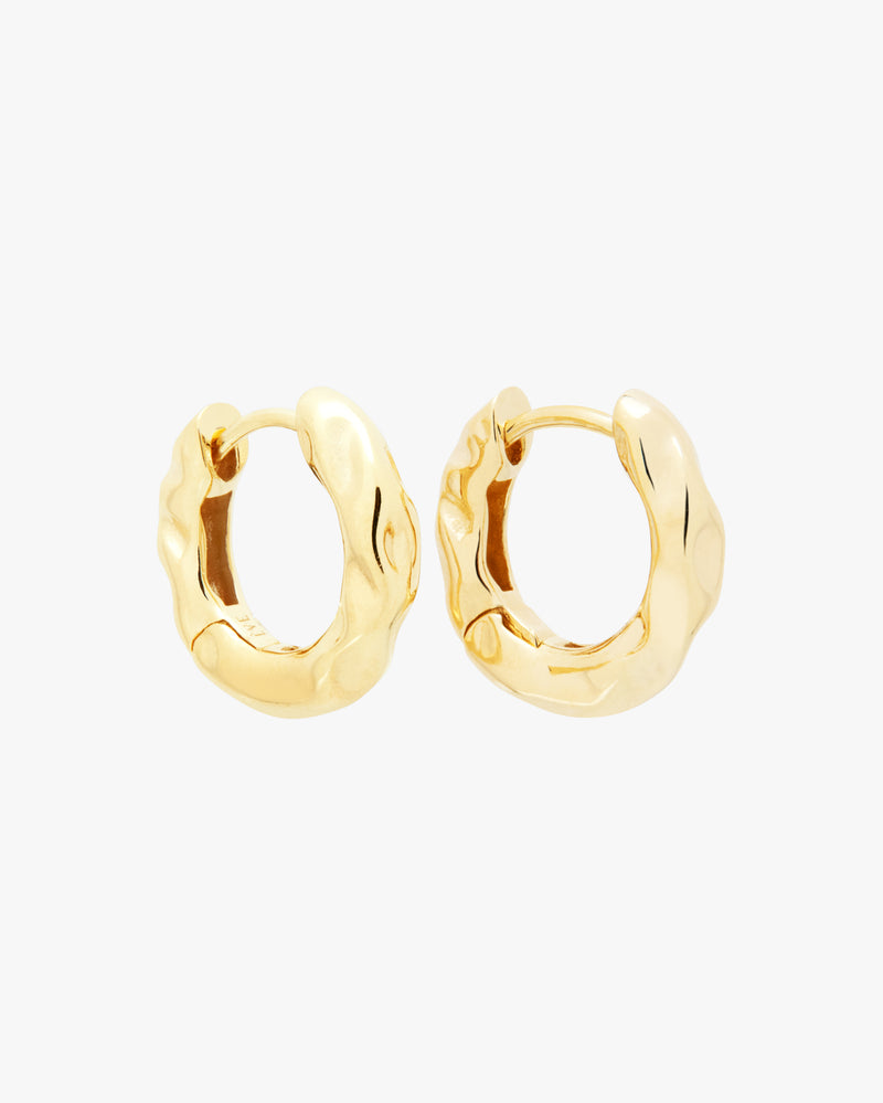 Golden Organic Flow Huggie Hoops