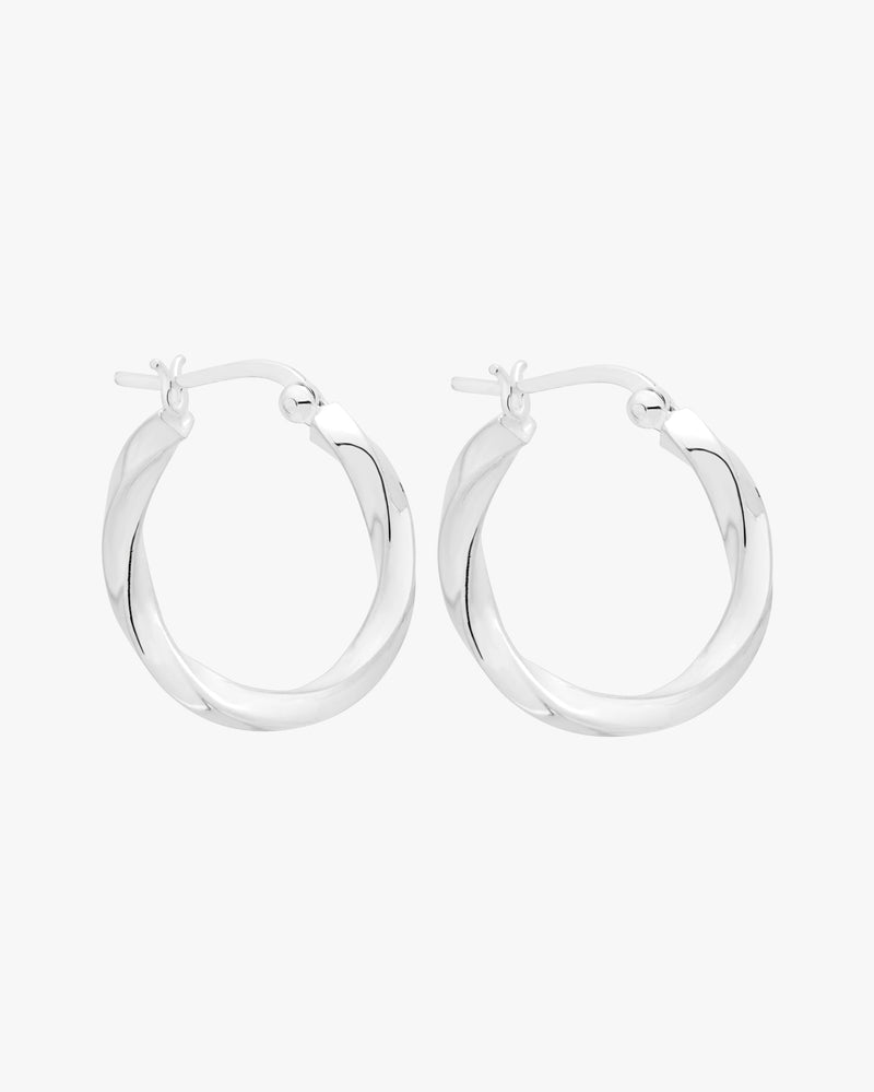 Bold Twisted Silver Hoops